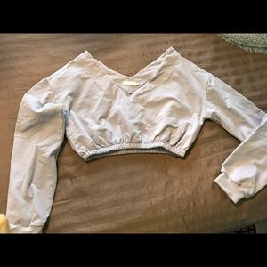 Meshkl pale blue cropped sweatshirt